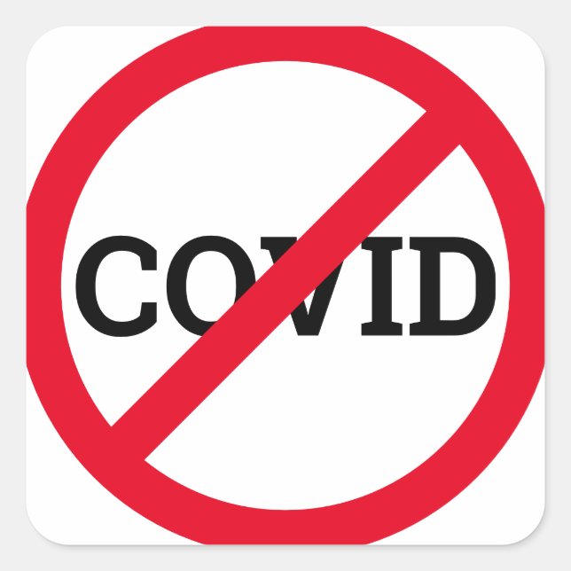 Anti COVID Fyrkantigt Klistermärke (Framsida)