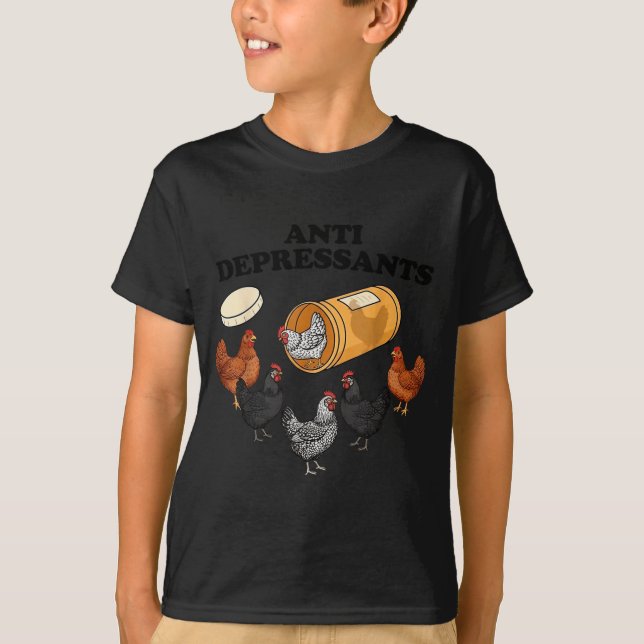 Anti Depressants Chicken  T Shirt (Framsida)