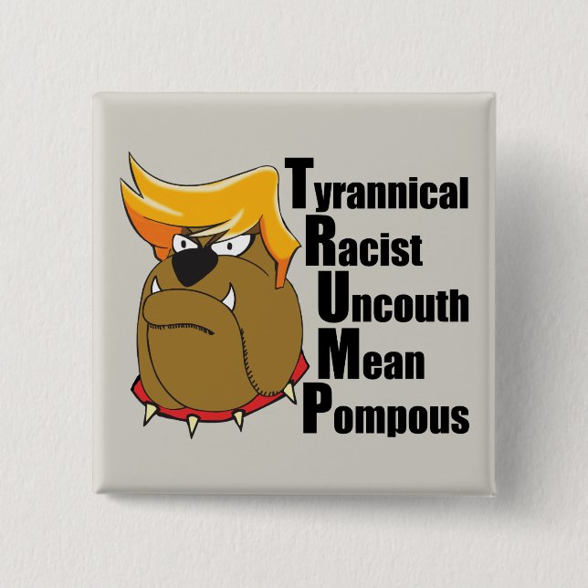 Anti Donald Trump Bulldog Funny Knapp (Framsida)