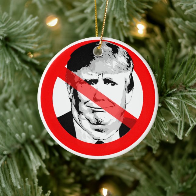 Anti Donald Trump Chin korsade ut Ansikte Julgransprydnad Keramik (Träd)