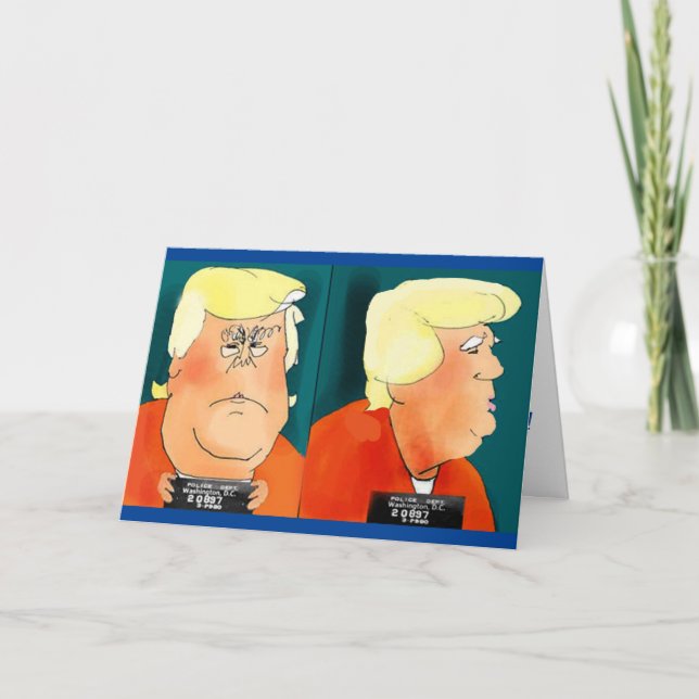 Anti Donald Trump Mugg Shot lustig födelsedag Kort (Framsida)