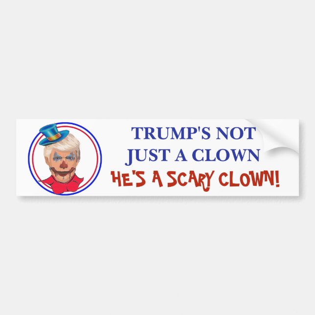 Anti Donald Trump Scary Clown Bumper Sticker Bildekal (Framsidan)