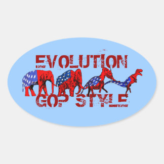 Anti-GOP Anti-Republican Evolution Satire Ovalt Klistermärke
