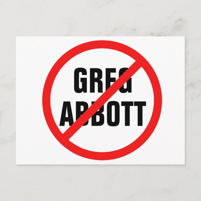 Anti Greg Abbott Texas Democrat Vykort (Framsida)