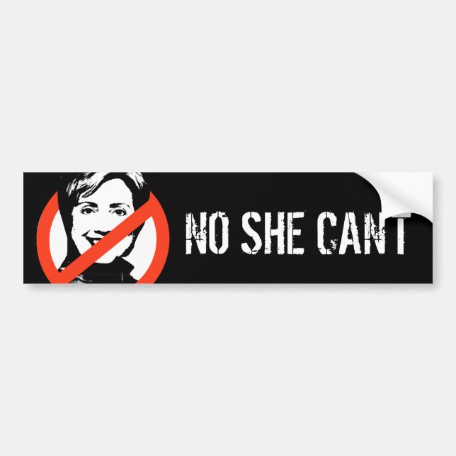 Anti-Hillary NO SHE KAN INTE KÖPA STICKER Bildekal (Framsidan)