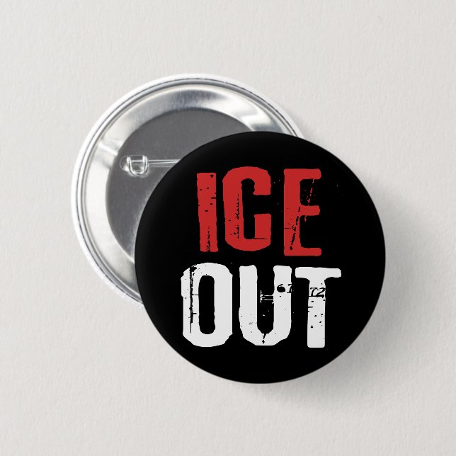 Anti ICE Ut Politisk Aktivism Protest Knapp (Framsida & baksida)