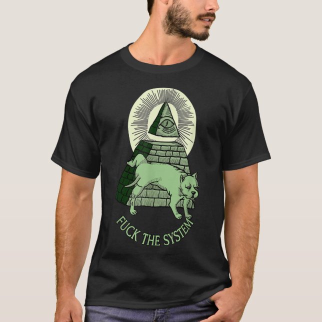 Anti Illuminati NWO All Seeing Öga Pyramid Mason T Shirt (Framsida)