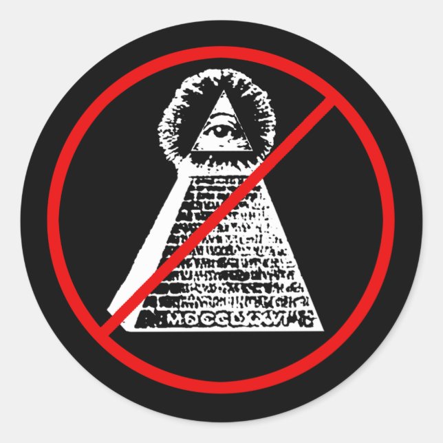 Anti Illuminati Sticker Runt Klistermärke (Framsida)