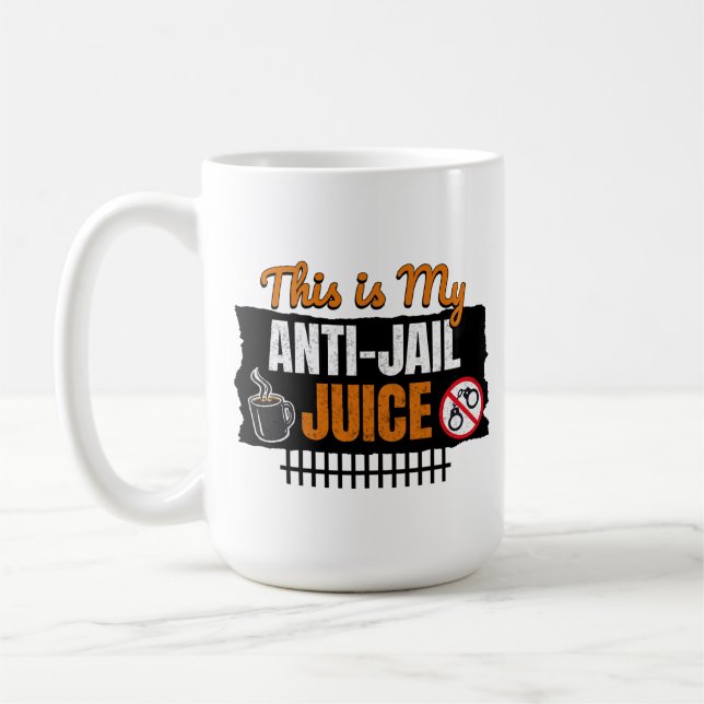 Anti-Jail Juice - Funny Coffee and Caffeine Humor Kaffemugg (Vänster)