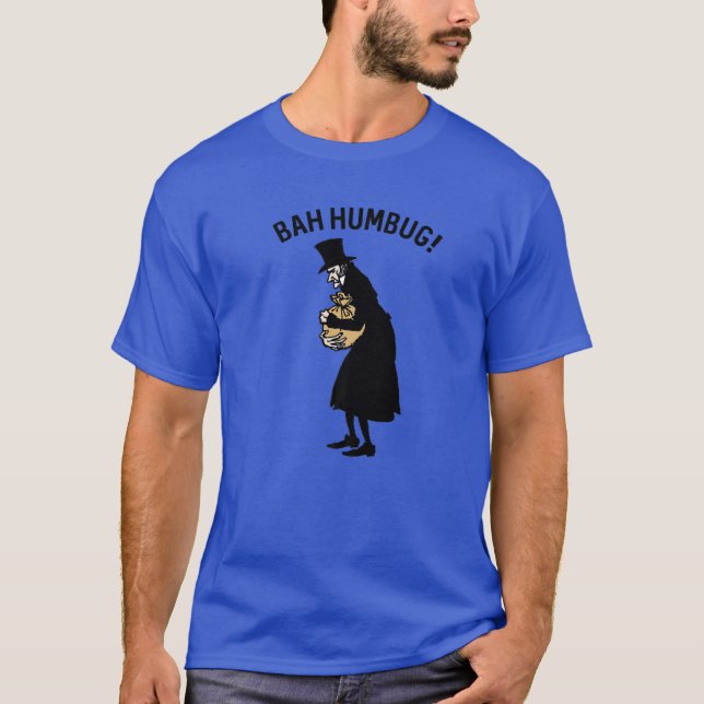 Anti jul Sång Scrooge Tophat Bah Humbug T Shirt (Framsida)