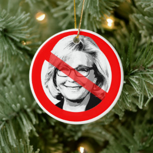 Anti Liz Cheney korsade ut Ansikte Julgransprydnad Keramik