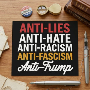 Anti Lögner Anti Hat Anti Rasism Anti Fascism Cita Vykort