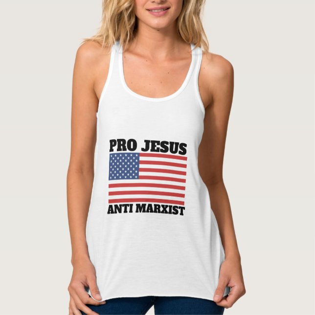ANTI-MARXIST - PRO-JESUS T-SHIRTS LINNE MED RACERBACK  (Framsida)