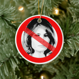 Anti Melania Trump som korsade ut Ansikte Julgransprydnad Keramik