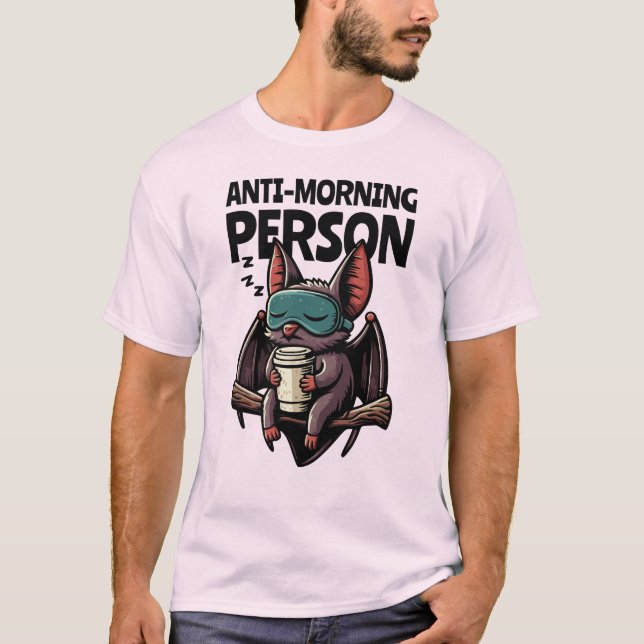 Anti-Morning Person – Bat with Sleep Mask T Shirt (Framsida)