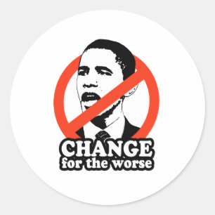 ANTI-OBAMA/ÄNDRING FÖR DET VÄRRE RUNT KLISTERMÄRKE