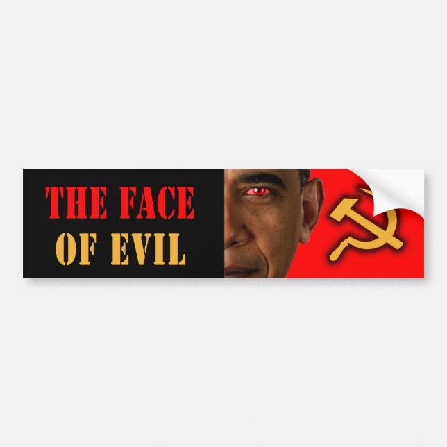 Anti Obama "Ansikte of Evil" Bumper Sticker Bildekal (Framsidan)