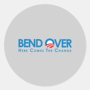Anti-Obama - Bend over för förändring Runt Klistermärke