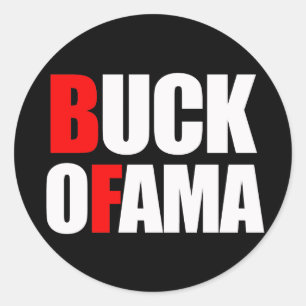Anti-Obama - BUCK OFAMA 2-vitt Runt Klistermärke