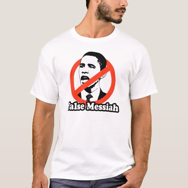 ANTI-OBAMA/FALSK MESSIAHT-TRÖJA TEE SHIRT (Framsida)
