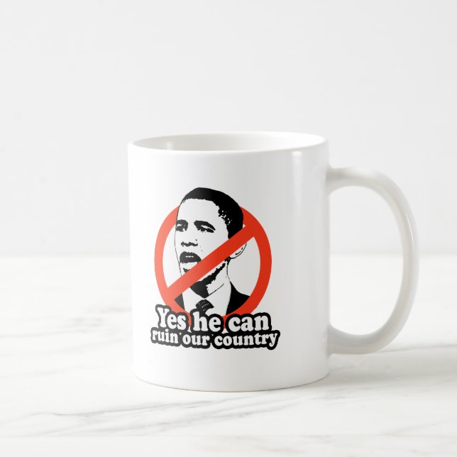 ANTI-OBAMA/JA KAN HAN FÖRDÄRVA VÅRT LAND KAFFEMUGG (Höger)