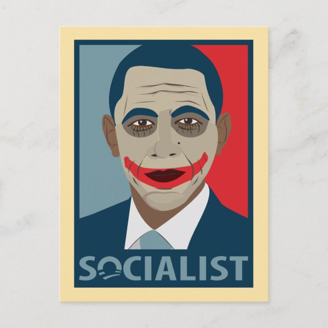 Anti-Obama Joker Socialistisk Vykort (Framsida)