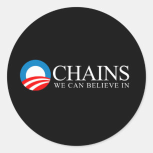 Anti-Obama - kedjar oss kan tro i vit Runt Klistermärke