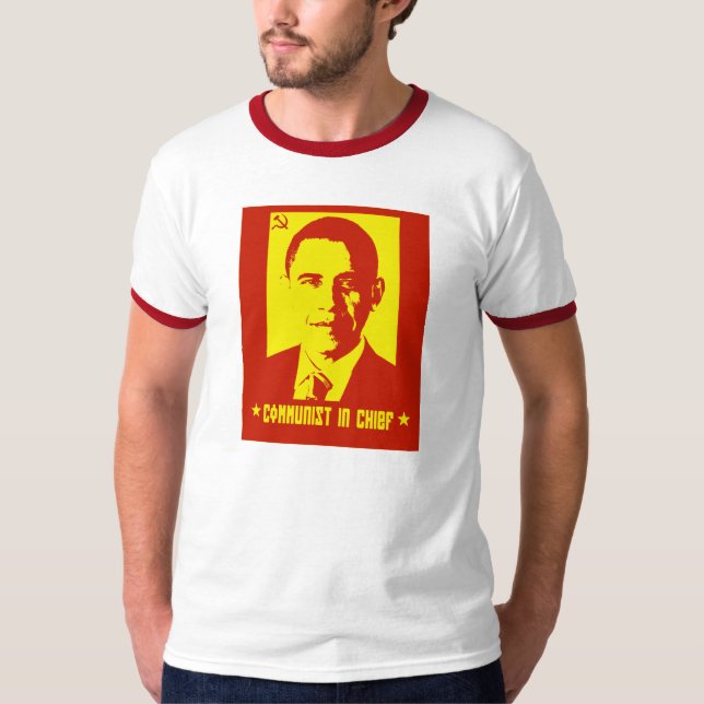 Anti Obama Kommunistisk Mäns Ringar T-Shirt (Framsida)