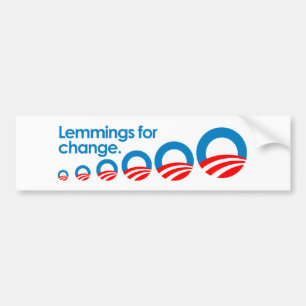 Anti-Obama - Lemmings för ändring Bildekal