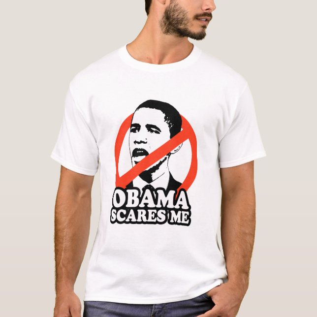 ANTI-OBAMA/OBAMA SKRÄMMER MIG TEE SHIRT (Framsida)