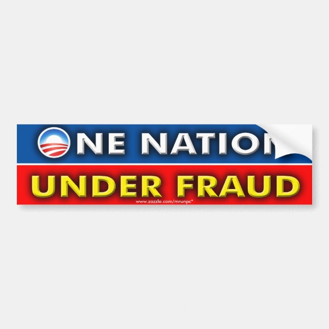 Anti Obama "One Nation under Fraud" Bildekal (Framsidan)