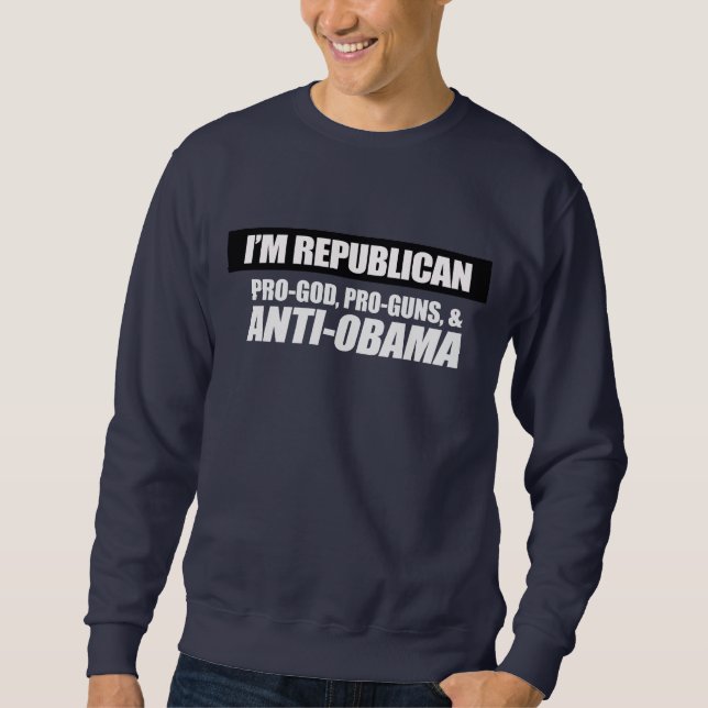 Anti-Obama - PRO-GOD PRO-GUNS ANTI-OBAMA Bumpersti Lång Ärmad Tröja (Framsida)