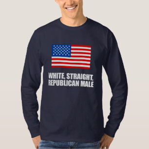 ANTI-OBAMA-, rak republikansk manlig för vit T-shirt