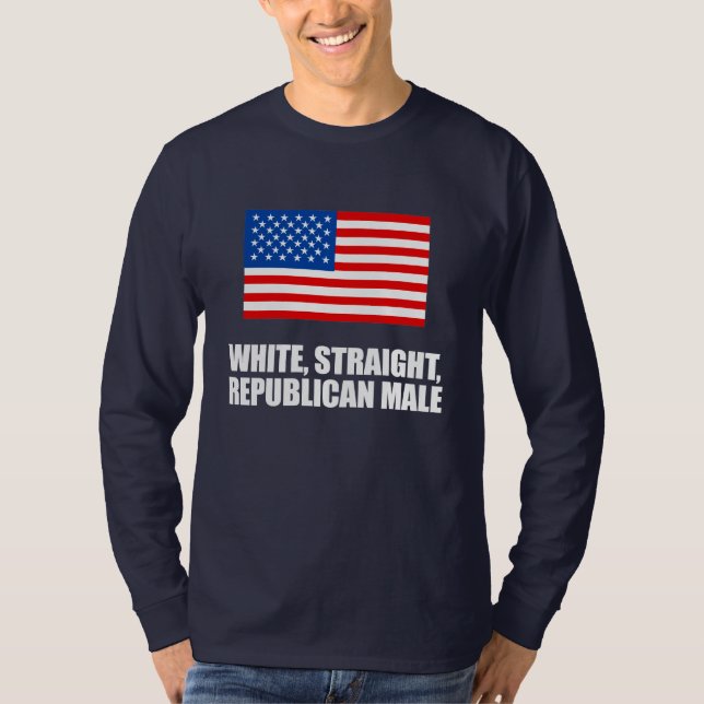 ANTI-OBAMA-, rak republikansk manlig för vit T-shirt (Framsida)