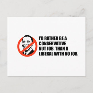 Anti-Obama T-shirt - Nöt-jobb eller inget jobb Vykort