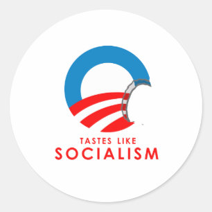 Anti-Obama - Tastes som Socialism T-SHIRT Runt Klistermärke