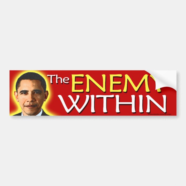 anti Obama "The Enemy In" Bumper Sticker Bildekal (Framsidan)
