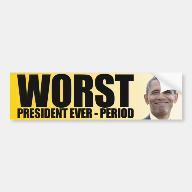 Anti Obama: Värst för president period någonsin - Bildekal (Framsidan)