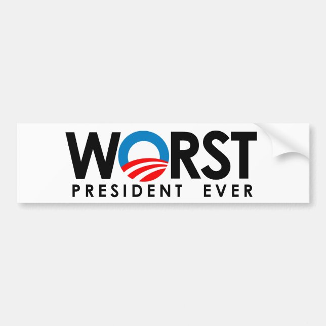Anti-Obama - värst för president svart någonsin Bildekal (Framsidan)