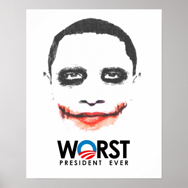 Anti-Obama - värst president någonsin svart Poster (Framsidan)