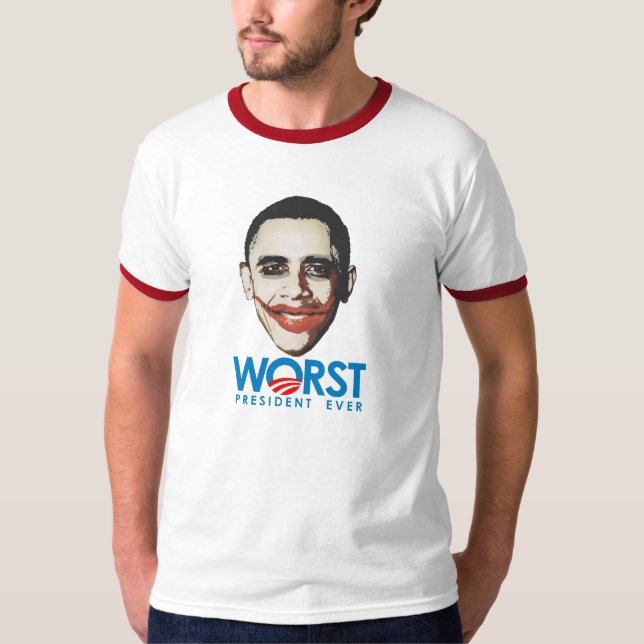 Anti-Obama - värst president någonsin T Shirt (Framsida)