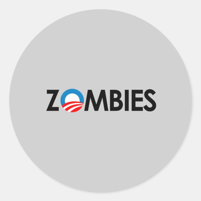 Anti-Obama - Zombies black Runt Klistermärke (Framsida)