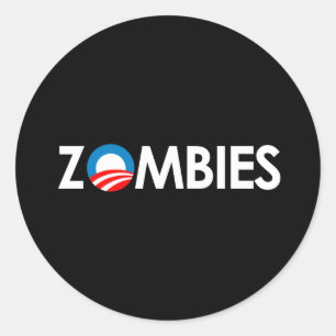 Anti-Obama - Zombies vit Runt Klistermärke