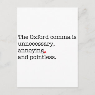 Anti-Oxford Comma Vykort