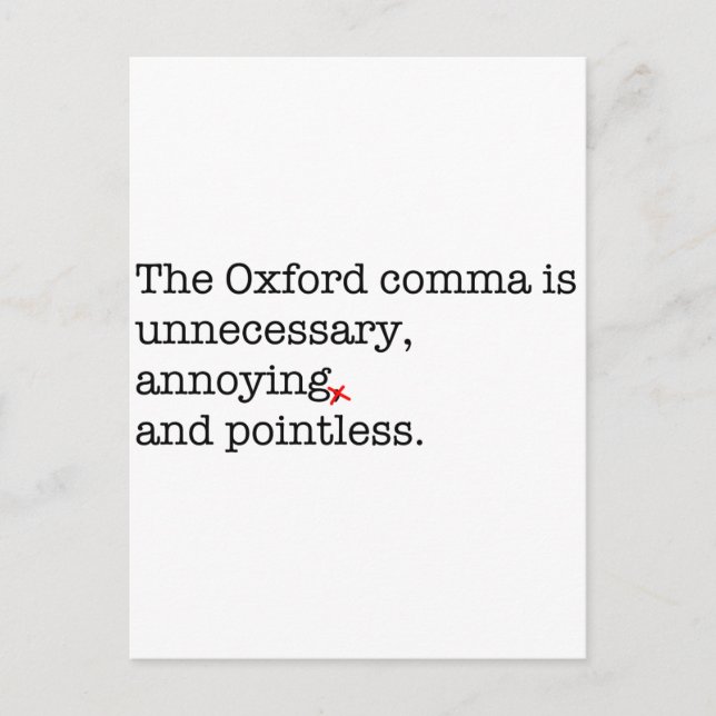 Anti-Oxford Comma Vykort (Framsida)