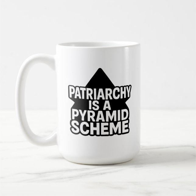 Anti-Patriarchy Pyramid Scheme in Black and White Kaffemugg (Vänster)