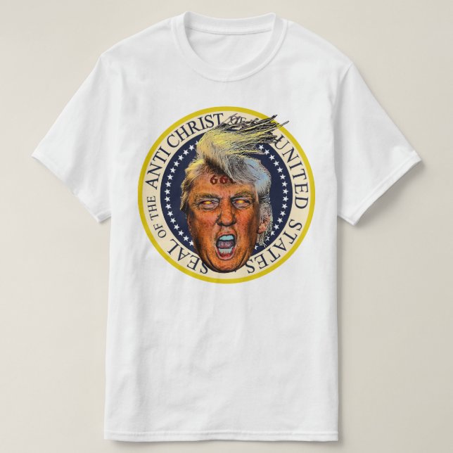 Anti-President Trump Seal of the Anti-Kristus T-shirt (Design framsida)
