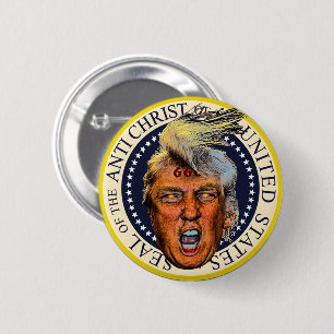 Anti President Trump Sigill för Antikrist Knapp