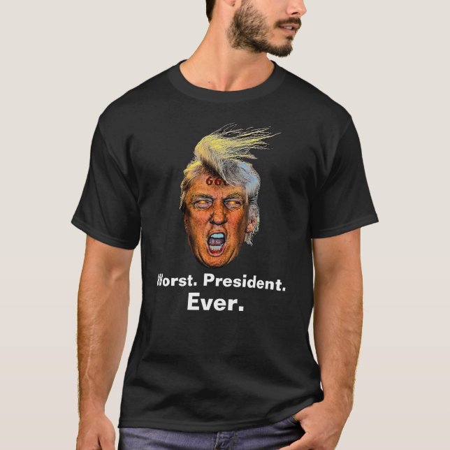 Anti-President Trump - värst president någonsin T-shirt (Framsida)