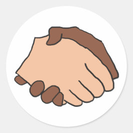 Anti-rasist med svartvitt handskakning runt klistermärke